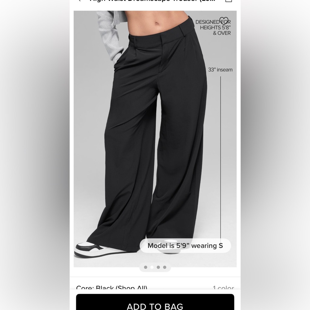 Alo yoga high waist dreamscape black wide leg trousers (long) size xxs - Picture 3 of 16